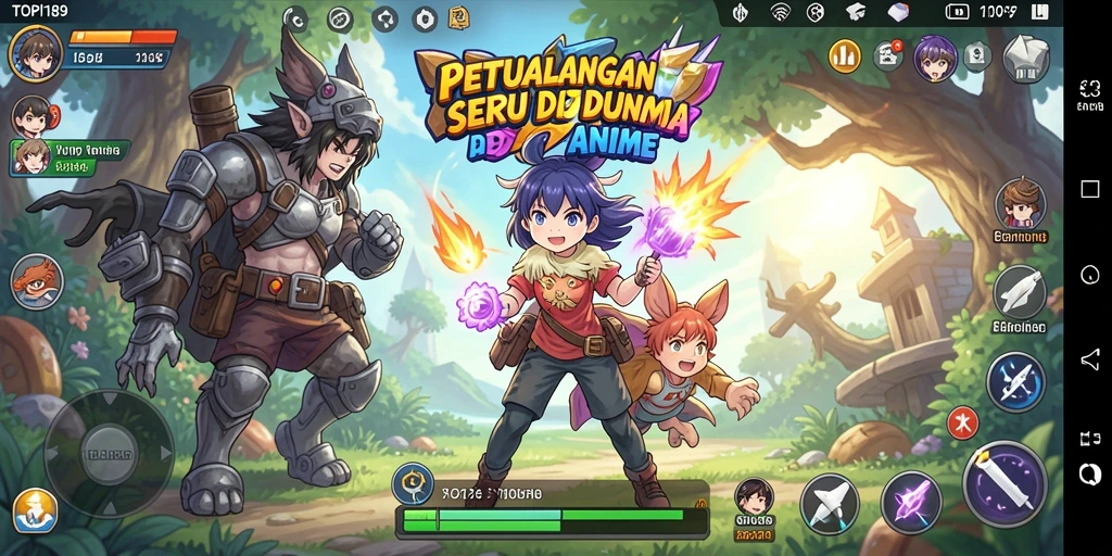 Tampilan gameplay seru di dunia Anime dengan karakter favorit.
